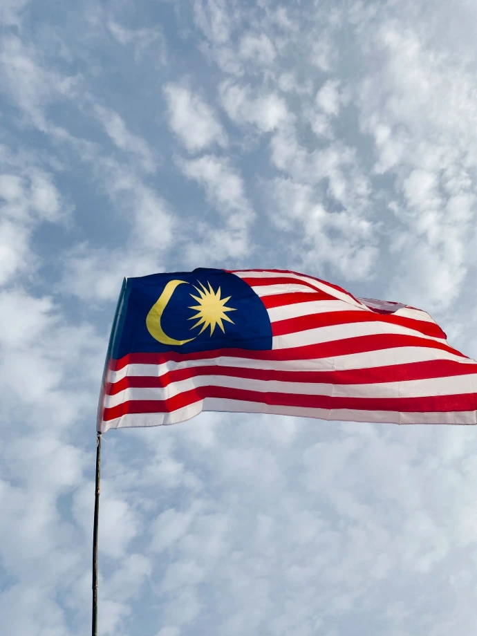 a flag flying in the air